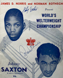 BASILIO, CARMEN-JOHNNY SAXTON SIGNED OFFICIAL PROGRAM (1956-SIGNED BY BOTH)