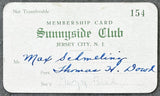SCHMELING, MAX MEMBERSHIP CARD SUNNYSIDE CLUB (EARLY 1930'S)