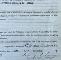 SEAMON, MANNIE SIGNED PASSPORT APPLICATION (1951)