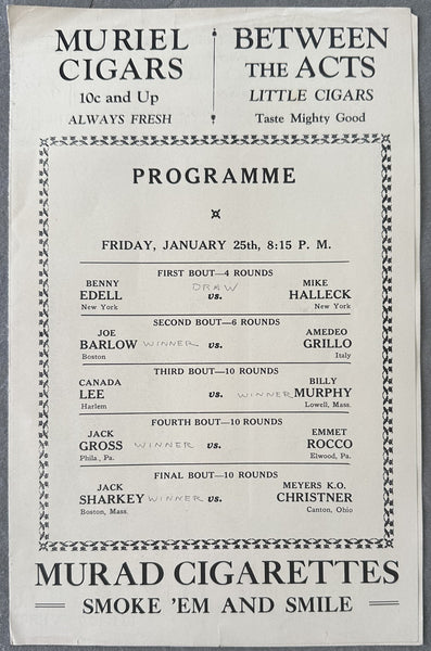 SHARKEY, JACK-K.O.CHRISTNER OFFICIAL PROGRAM (1929)