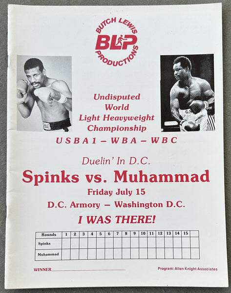 SPINKS, MICHAEL-EDDIE MUSTAFA MUHAMMAD OFFICIAL PROGRAM (1983)