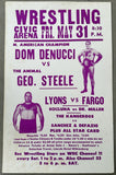 STEELE, GEORGE "THE ANIMAL"-DOMINIC DENUCCI ON SITE POSTER (1974-STEELE WINS TITLE)