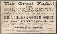 SULLIVAN, JOHN L.-GEORGE ROBINSON POLICE GAZETTE POSTCARD (RARE-1884)