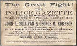 SULLIVAN, JOHN L.-GEORGE ROBINSON POLICE GAZETTE POSTCARD (RARE-1884)