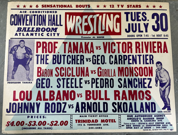 TANAKA, PROFESSOR-VICTOR RIVIERA & GEORGE "THE ANIMAL" STEELE-PETE SANCHEZ ON SITE POSTER (1968)