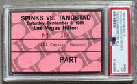 TYSON, MIKE-ALFONZO RATLIFF & MICHAEL SPINKS-STEFFAN TANGSTAD ORIGINAL CREDENTIAL (1986-PSA/DNA VG 3)