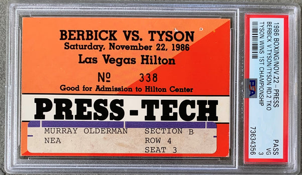 TYSON, MIKE-TREVOR BERBICK PRESS TECH PASS (1986-PSA/DNA VG 3)