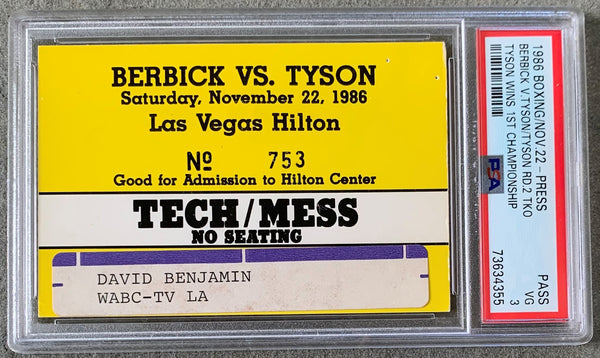 TYSON, MIKE-TREVOR BERBICK TECH/MESS PASS (1986-PSA/DNA VG 3)