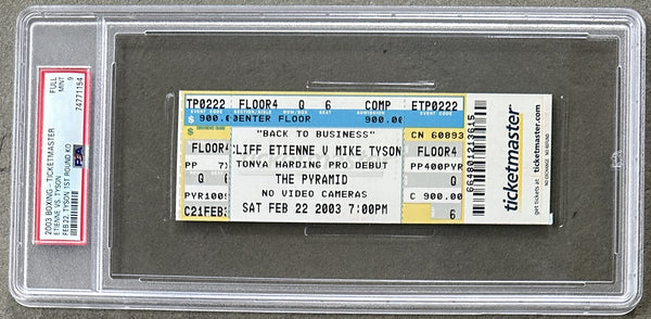 TYSON, MIKE-CLIFFORD ETIENNE ON SITE FULL TICKET (2003-PSA/DNA MINT 9)