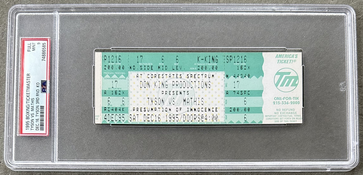 TYSON, MIKE-BUSTER MATHIS JR. ON SITE FULL TICKET (1995-PSA/DNA MINT 9 ...