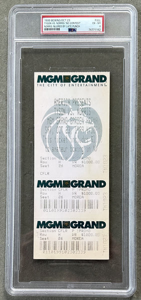 TYSON, MIKE-ORLIN NORRIS ON SITE FULL TICKET (1999-PSA/DNA EX-MT 6)