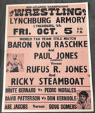 VON RASCHKE, BARON & PAUL JONES VS RICKY STEAMBOAT & RUFUS R. JONES ON SITE POSTER (1979)