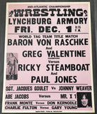 VON RASCHE & GREG VALENTINE VS RICKY STEAMBOAT & PAUL JONES ON SITE POSTER (1978)