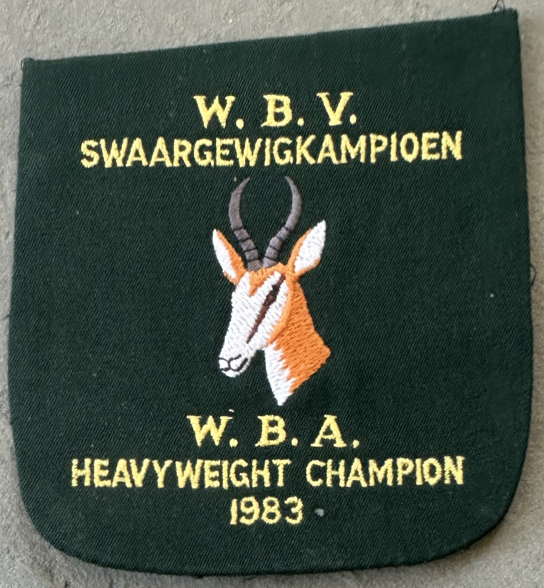 COETZEE, GERRIE WBA HEAVYWEIGHT CHAMPION PATCH (1983) – JO Sports Inc.