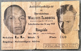WALCOTT, JERSEY JOE-OLLE TANDBERG ON SITE STUBLESS TICKET (1949)