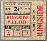 WALKER, MICKEY-DAVE SHADE ON SITE TICKET STUB (1925)