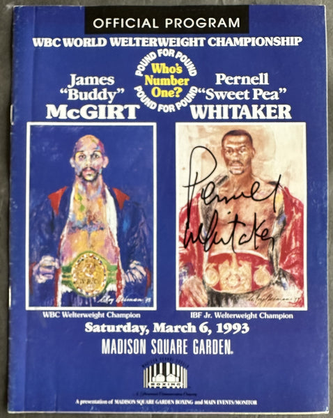 WHITAKER, PERNELL-BUDDY MCGIRT SIGNED OFFICIAL PROGRAM (1993-SIGNED BY WHITAKER)