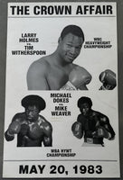 HOLMES, LARRY-TIM WITHERSPOON & MICHAEL DOKES-MIKE WEAVER VINTAGE FIGHT POSTER (1983)