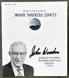 WOODEN, JOHN SIGNED BUSINESS CARD (JSA)