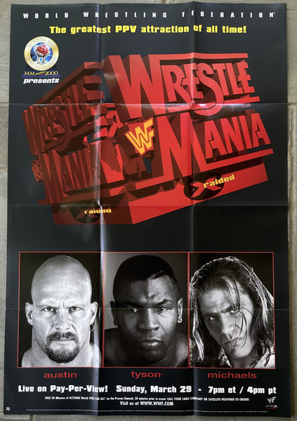 WRESTLEMANIA XIV ORIGINAL SOUVENIR POSTER (1998-TYSON, AUSTIN, MICHAELS)