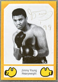 YOUNG, JIMMY SIGNED BROWN'S BOXING CARD (1987)
