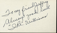 WILLIAMS, IKE SIGNED INDEX CARD