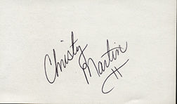 MARTIN, CHRISTY SIGNED INDEX CARD