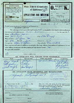 MOORE, ARCHIE SIGNED LICENSE APPLICATION (1959)