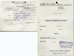 WALCOTT, JERSEY JOE SIGNED MEDICAL FORM (SIGNED 3 TIMES)