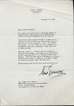 TUNNEY, GENE SIGNED LETTER