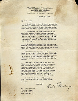 GOLDBERG, RUBE SIGNED LETTER (TO BENNY LEONARD)