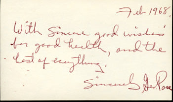 PACE, GEORGIE SIGNED INDEX CARD