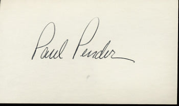 PENDER, PAUL SIGNED INDEX CARD