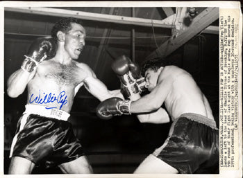 PEP. WILLIE SIGNED WIRE PHOTO (CHARLIE TITONE FIGHT)