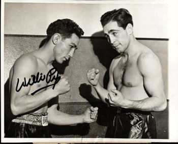 PEP. WILLIE SIGNED WIRE PHOTO (ALLIE STOLZ FIGHT)
