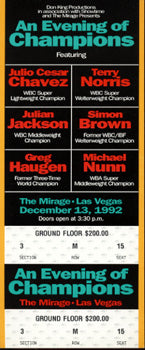 CHAVEZ, JULIO CESAR-MARTY JAKUBOWSKI FULL TICKET (1992)