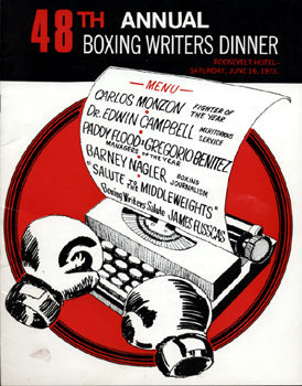 MONZON, CARLOS BOXING WRITERS DINNER PROGRAM (FIGHTER OF YEAR)