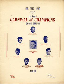 CARNIVAL OF CHAMPIONS EXHIBITION PROGRAM (1949-CHARLES, LOUIS, ROBINSON, PEP, SADDLER, LAMOTTA)