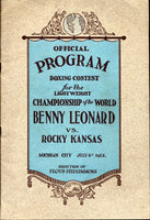 LEONARD, BENNY-ROCKY KANSAS OFFICIAL PROGRAM (1922)