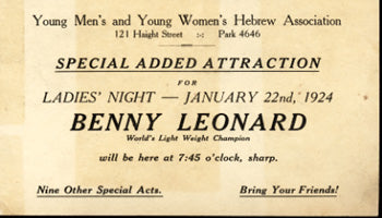 LEONARD, BENNY ANNOUNCEMENT POSTCARD (1924)