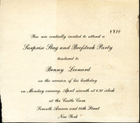 LEONARD, BENNY BIRTHDAY ANNOUNCEMENT (1919)