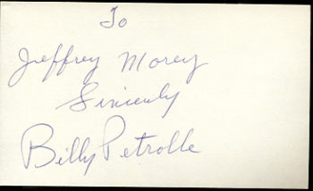 PETROLLE, BILLY SIGNED INDEX CARD
