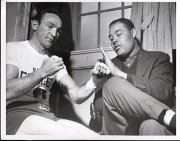 LOUIS, JOE & CARMEN BASILIO WIRE PHOTO