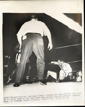 ROBINSON, SUGAR RAY-ROCKY GRAZIANO WIRE PHOTO (1952-END OF FIGHT)