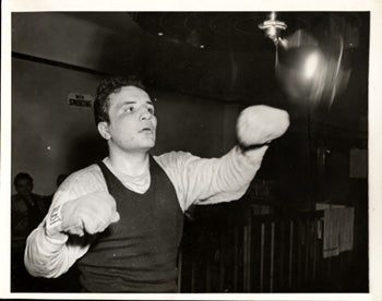 LAMOTTA, JAKE-LAURENT DAUTHUILLE ORIGINAL WIRE PHOTO (TRAINING-1949