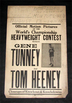 TUNNEY, GENE-TOM HEENEY FIGHT FILM POSTER (1928)