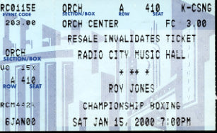 JONES, JR., ROY-DAVID TELESCO STUBLESS TICKET (2000)