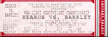 HEARNS, TOMMY-IRAN BARKLEY II FULL TICKET (1992)