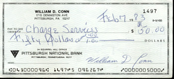 CONN, BILLY SIGNED CHECK