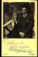 SCHMELING, MAX-ANNY ONDRA SIGNED REAL PHOTO POSTCARD